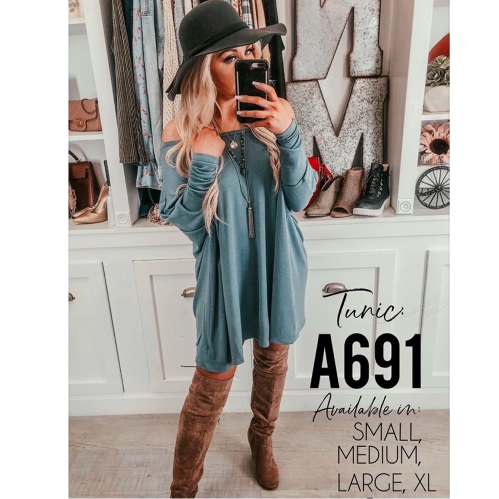 Tunic Dress in Dusty blue